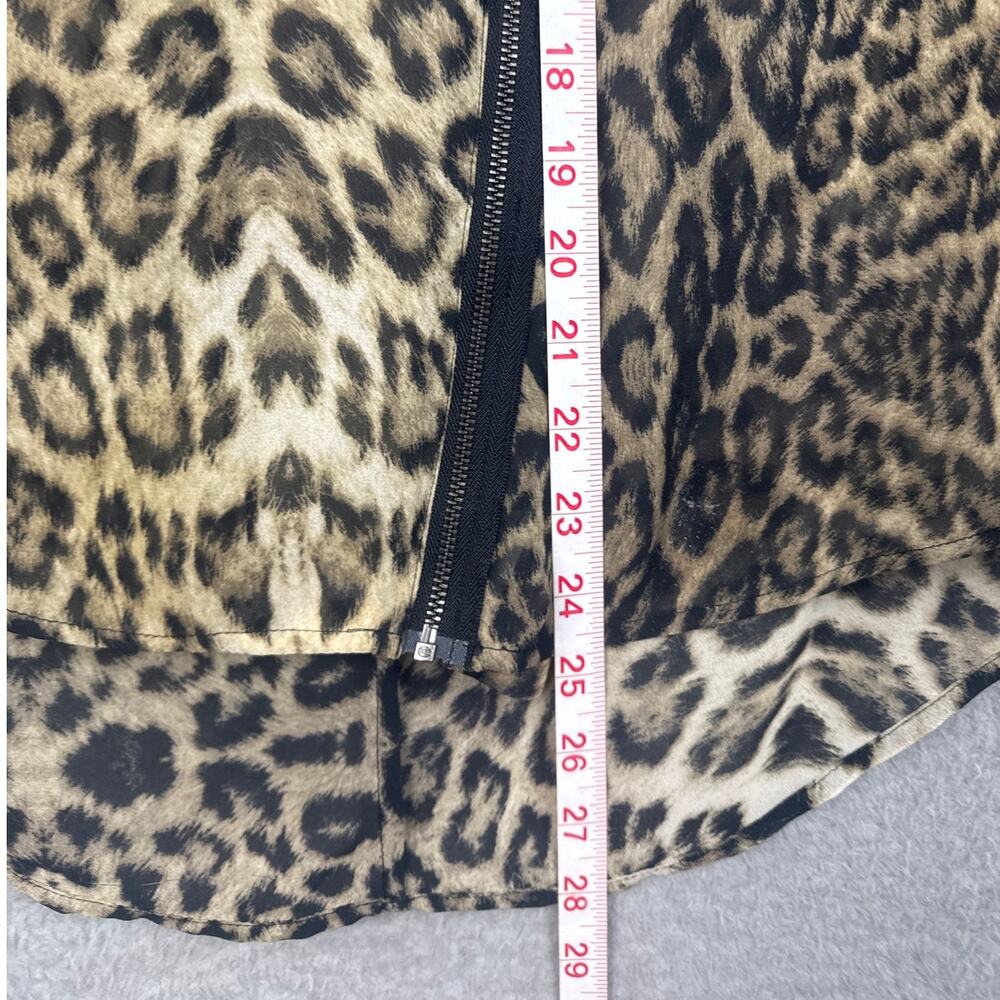 The Kooples Silk Leopard Print Asymmetric Zip Blouse Women's S French Designer - Picture 6 of 9